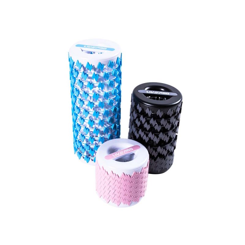 Складной массажный ролик LIVEPRO Telescopic Fascia Roller длина 13,5 - 35,5 см, диаметр 13,5 см, голубой