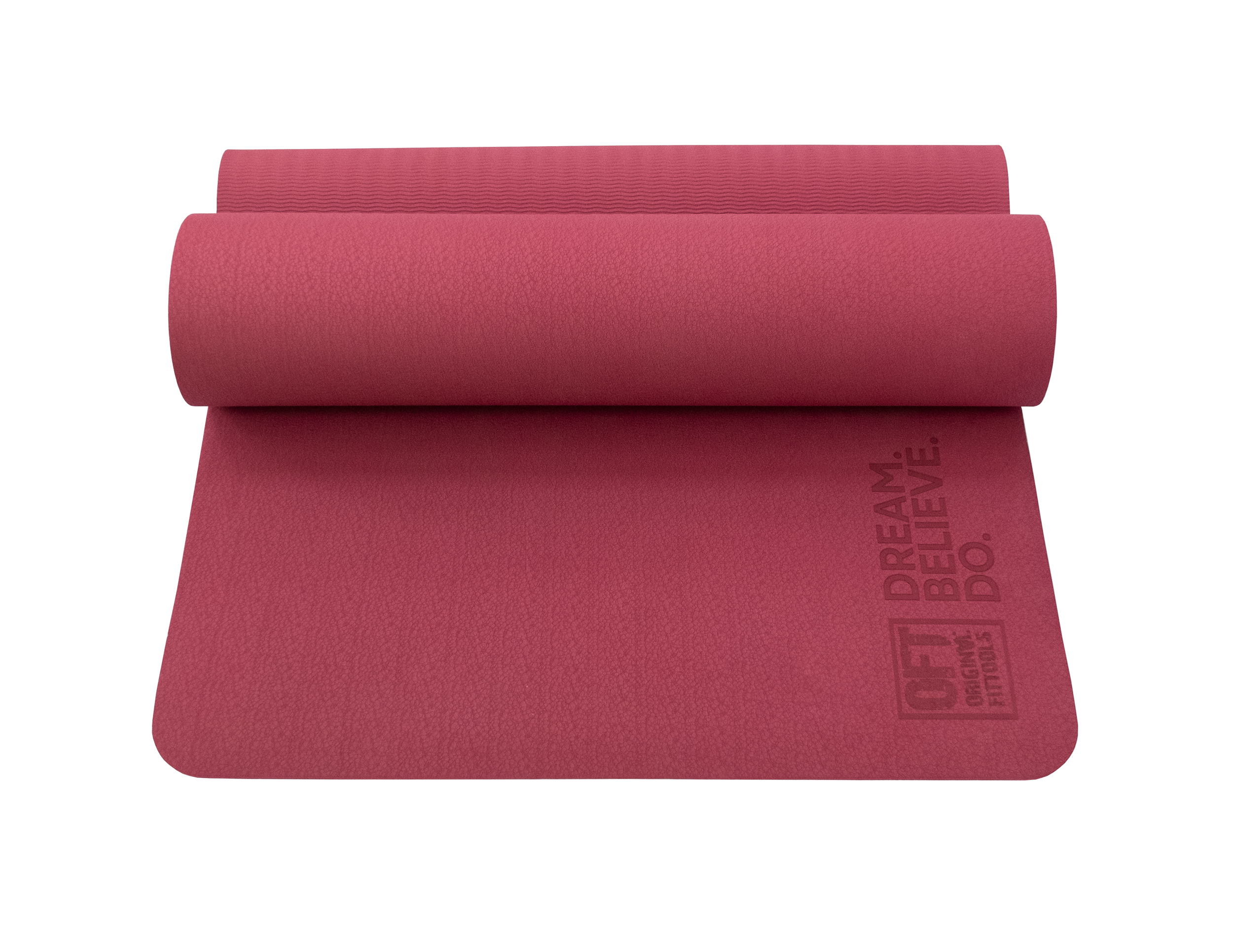 Коврик для йоги и фитнеса 185 х 80 см толщина 8 мм TPE бордовый